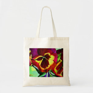 Tote Bag Red pansies watercolor flower original art