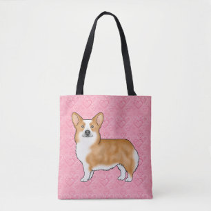 Tote Bag Red Pembroke Welsh Corgi Love Heart Motif rose