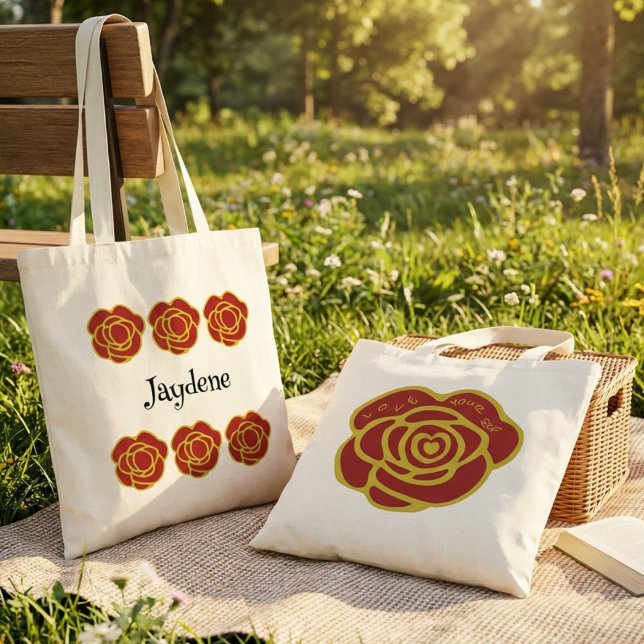 Tote Bag Red Rose Love Yourself (It’s empowering, playful, and visually striking. Definitely a statement piece.)