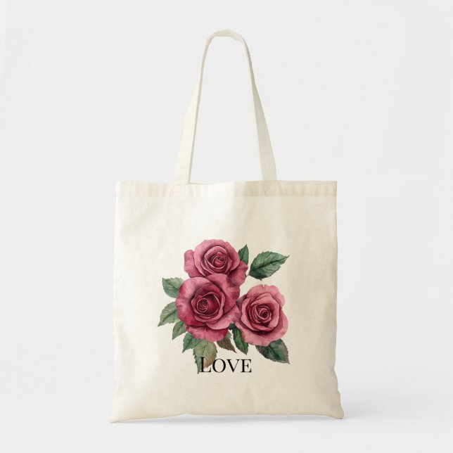 Tote Bag Red Roses Floral Love (Devant)