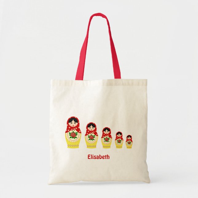 Tote Bag Red russian matryoshka nesting dolls (Devant)