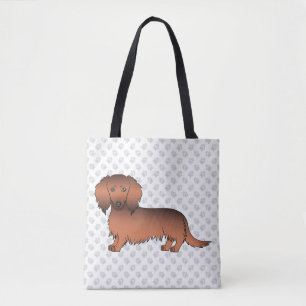 Tote Bag Red Sable Long Cheveux Dachshund Cartoon Chien & P