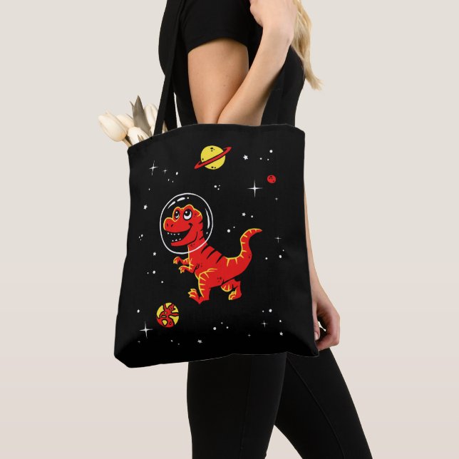 Tote Bag Red Tyrannosaurus Rex Dinos Dans L'Espace (De près)