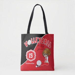 Tote Bag Red Volleyball Diva Girl
