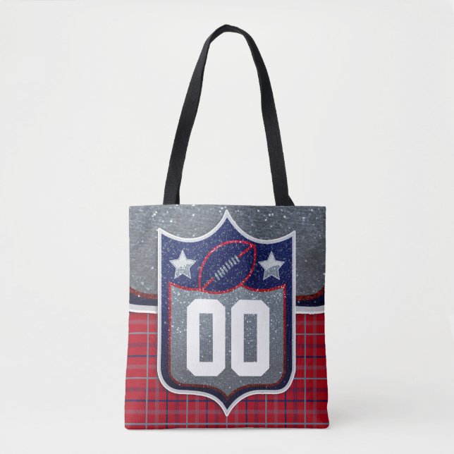 Tote Bag Red White and Blue School Football Jersey (Devant)