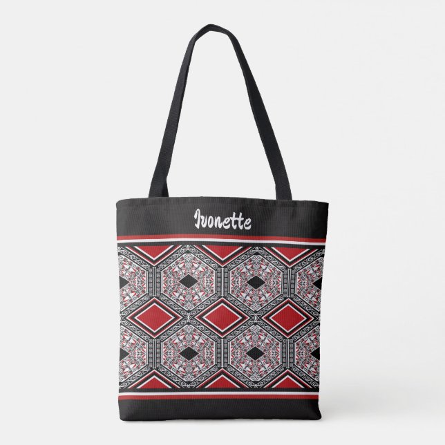 Tote Bag Red, White & Black Tribal Tapestry (Dos)
