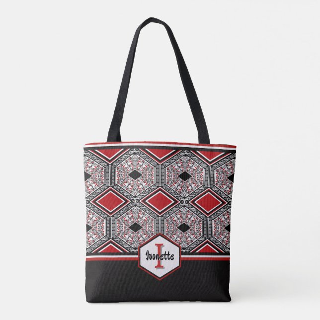 Tote Bag Red, White & Black Tribal Tapestry (Dos)
