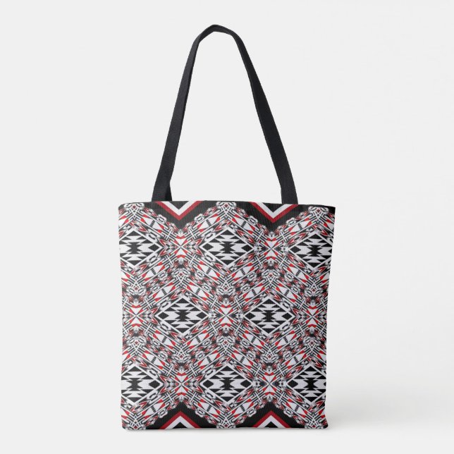 Tote Bag Red, White & Black Tribal Tapestry Tote (Dos)