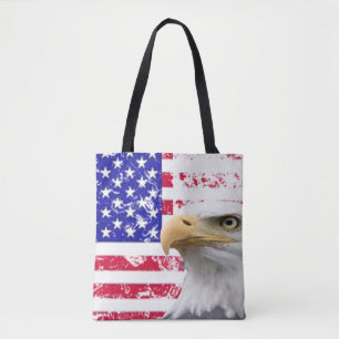 Tote Bag Red White Blue Patriot Star Stripes Eagle Drapeau 