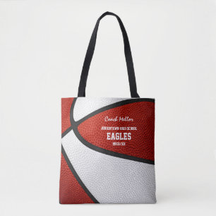 Tote Bag Red white équipe couleurs basketball entraîneur