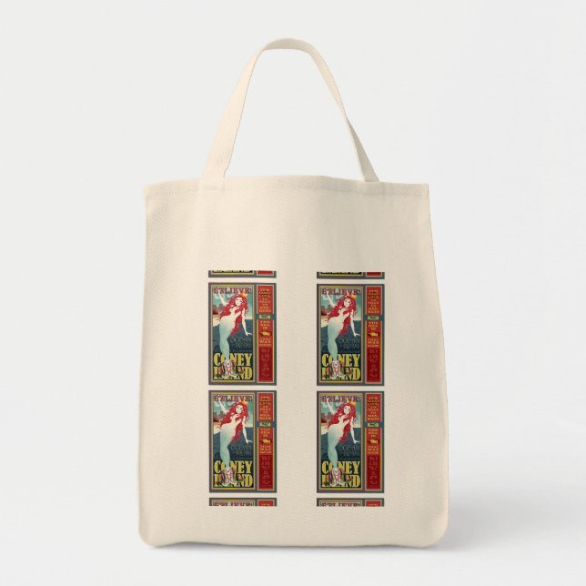 Tote Bag redheaded coney island mermaid (Devant)