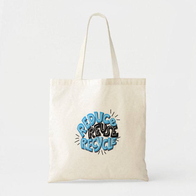 Tote Bag "Reduce Reuse Recycle" Style Text (Devant)