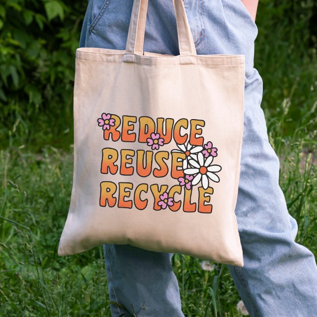 Tote Bag Réduire, Réutiliser, Recycler | Message social pos (Créateur téléchargé)