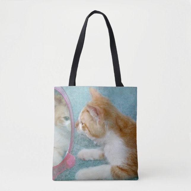 Tote Bag réflexion de chat tabby dans le miroir (Devant)