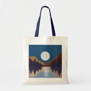 Tote Bag Réflexion de la lune de la forêt Abstraite rustiqu