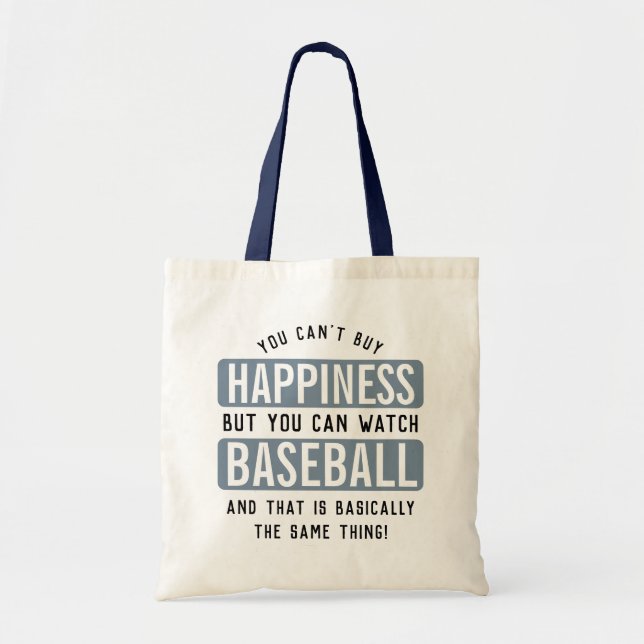 Tote Bag Regarder le baseball est le bonheur Drôle Baseball (Devant)