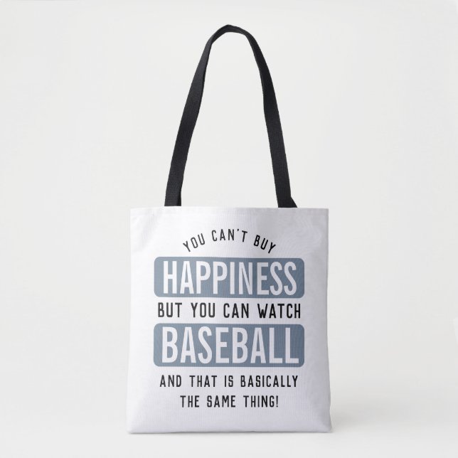 Tote Bag Regarder le baseball est le bonheur Drôle Baseball (Devant)