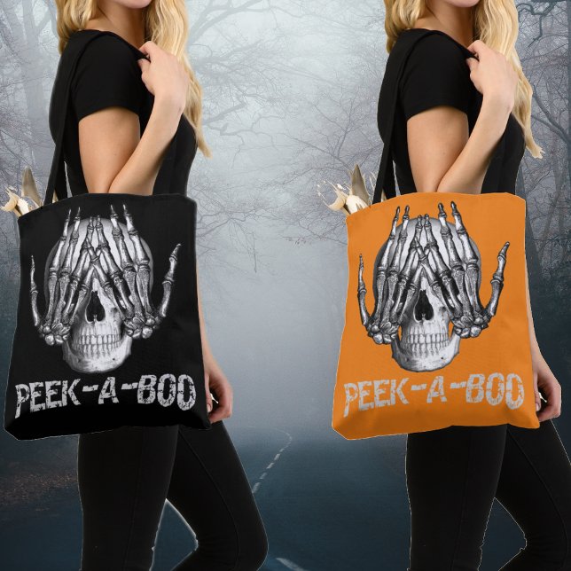 Tote Bag Regardez Un Boo Halloween crâne d'horreur Éffrayan (Créateur téléchargé)