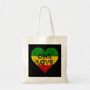 Tote Bag Reggae Heart One Love Rasta Reggae Music Rastafari