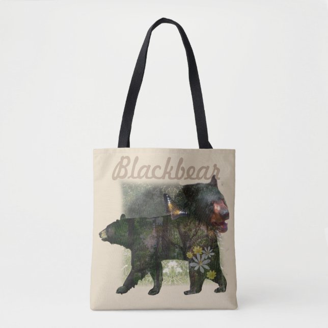 Tote Bag Région boisée d'ours noir en dedans (Devant)