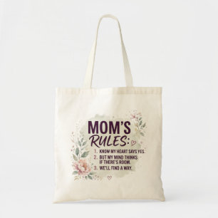 Tote Bag Règles de maman drôles Citation de famille à l'aqu