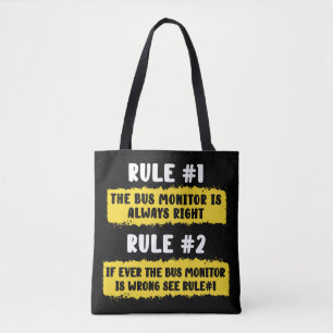 Tote Bag Règles du moniteur de bus scolaire