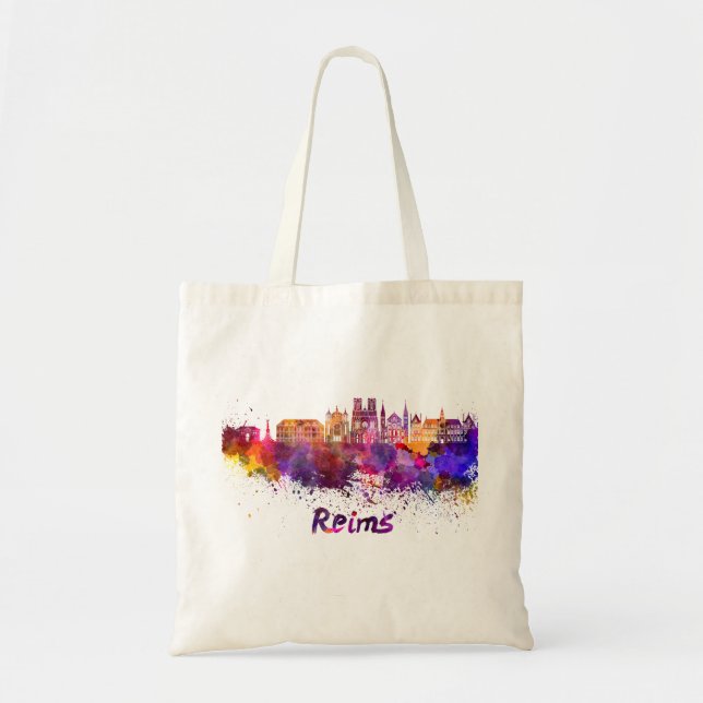 Tote Bag Reims skyline en aquarelle (Devant)