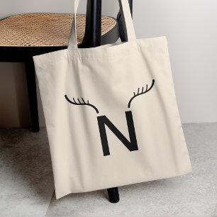 Tote Bag Reindeder Antlers Moderne Premier Monogramme de No
