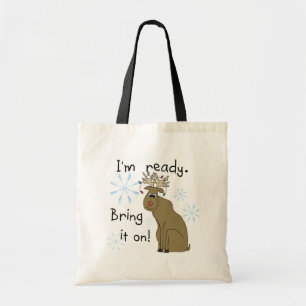 Tote Bag Reindeer prêt pour les T-shirts et cadeaux de Noël