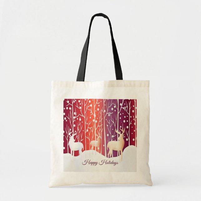 Tote Bag Reindeer Snowy Holiday (Devant)