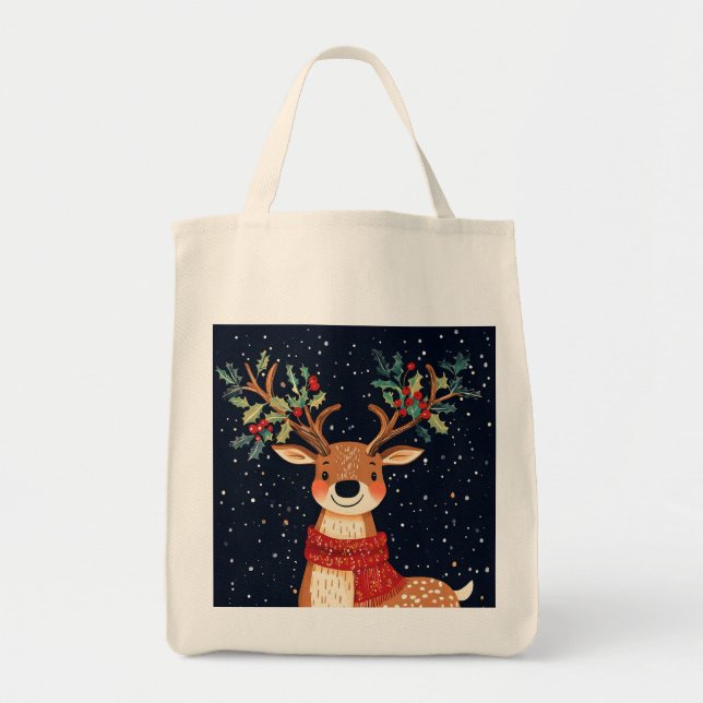 Tote Bag Reindeer Starry Noël Twinkle soir (Devant)