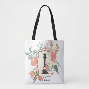 Tote Bag Reine Amoureux des échecs Échecs floraux