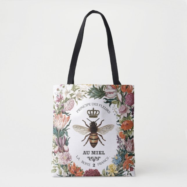 TOTE BAG REINE BOTANIQUE VINTAGE MODERNE BEE (Devant)