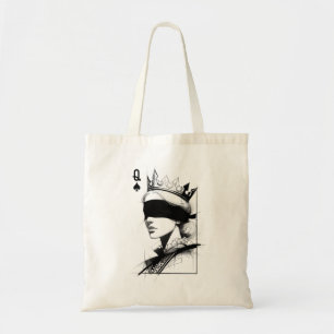 Tote Bag Reine de Pique (Style 1) Dessin d'art fin