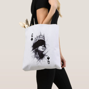 Tote Bag Reine de Pique (Style 3) Dessin d'Art Fin