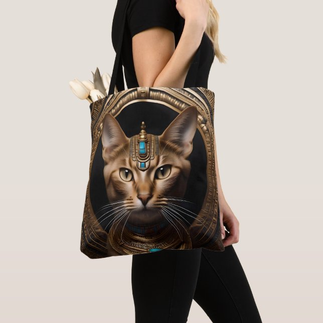 Tote Bag Reine du Nil : Cléopâtre le chat en coiffe (De près)