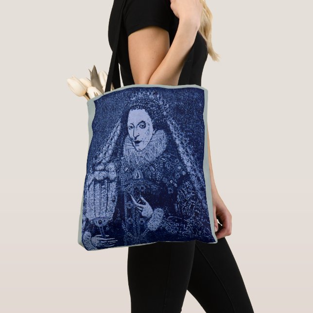 Tote Bag Reine Elizabeth I en bleu (De près)