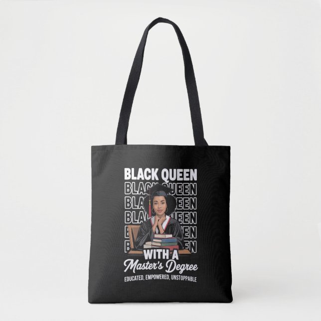 Tote Bag Reine Noire Diplômée de Master Éduquée  (Devant)