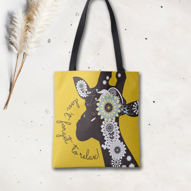 Tote Bag Relax - Yellow Funky Funny Giraffe (Créateur téléchargé)