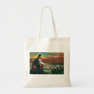 Tote Bag Religion Vintage, Christ Bon Pasteur avec son trou