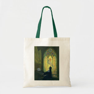 Tote Bag Religion vintage, religieuse jouant de l'orgue à l