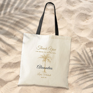 Tote Bag Remerciement de mariage élégant Palmier en Or