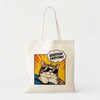 Tote Bag Remettez Tout En Question - Chat Conspirateur