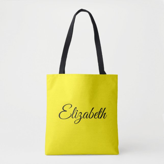 Tote Bag Remplacez votre propre nom Élégant Script Bright Y (Devant)