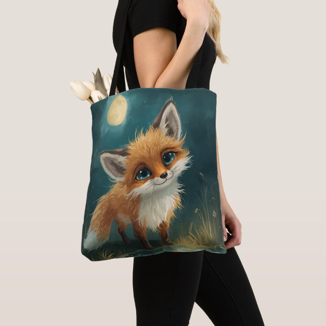 Tote Bag Renard au Clair de Lune, Forêt Nocturne (De près)