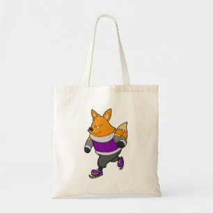 Tote Bag Renard au patinage sur glace avec patins sur glace