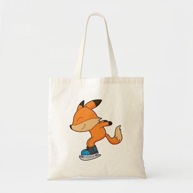 Tote Bag Renard au patinage sur glace avec patins sur glace (Devant)