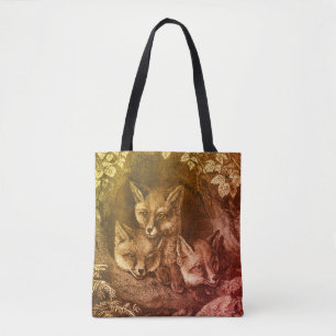 Tote Bag Renard bébé vintage boisée