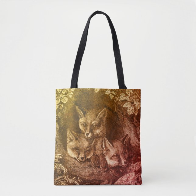 Tote Bag Renard bébé vintage boisée (Devant)