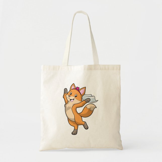 Tote Bag Renard comme mariée avec voile et cœur (Devant)